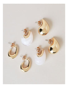Round Hoop Earrings 3 Pack in Gold