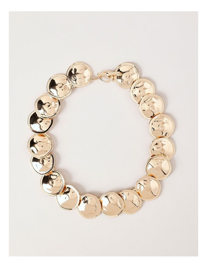 Metal Disc Necklace in Gold
