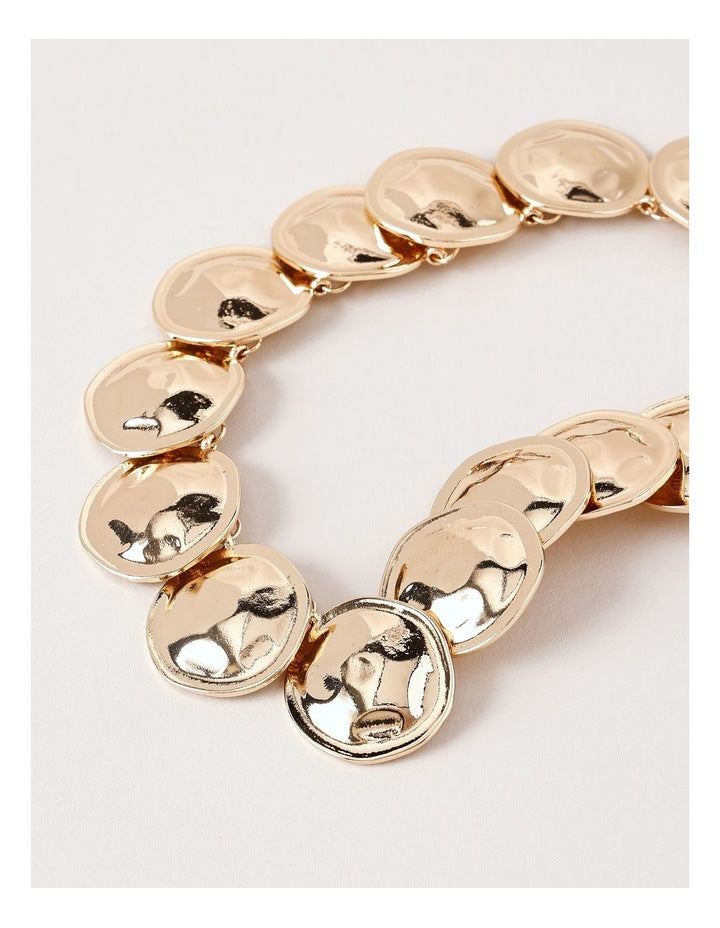 Metal Disc Necklace in Gold