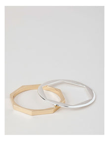 Mixed Metal Bangle in Silver