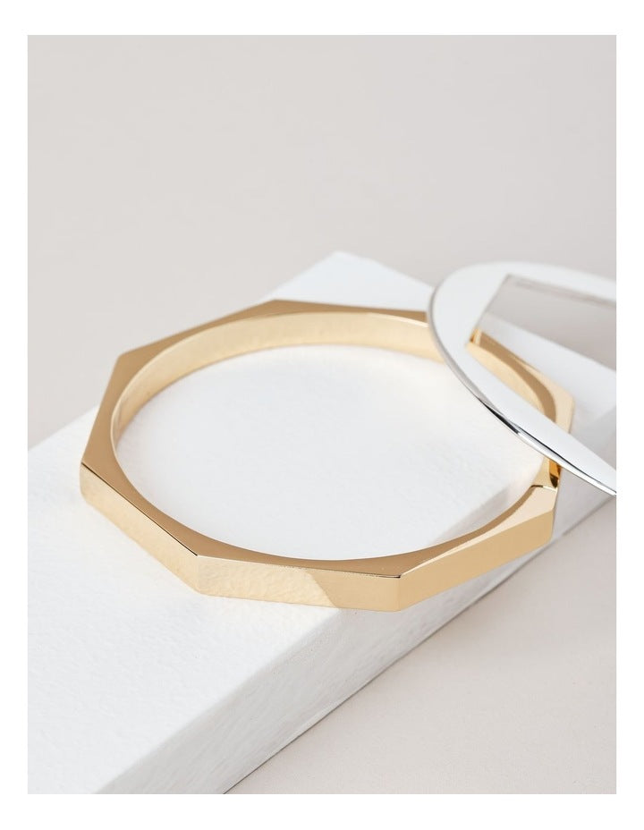Mixed Metal Bangle in Silver