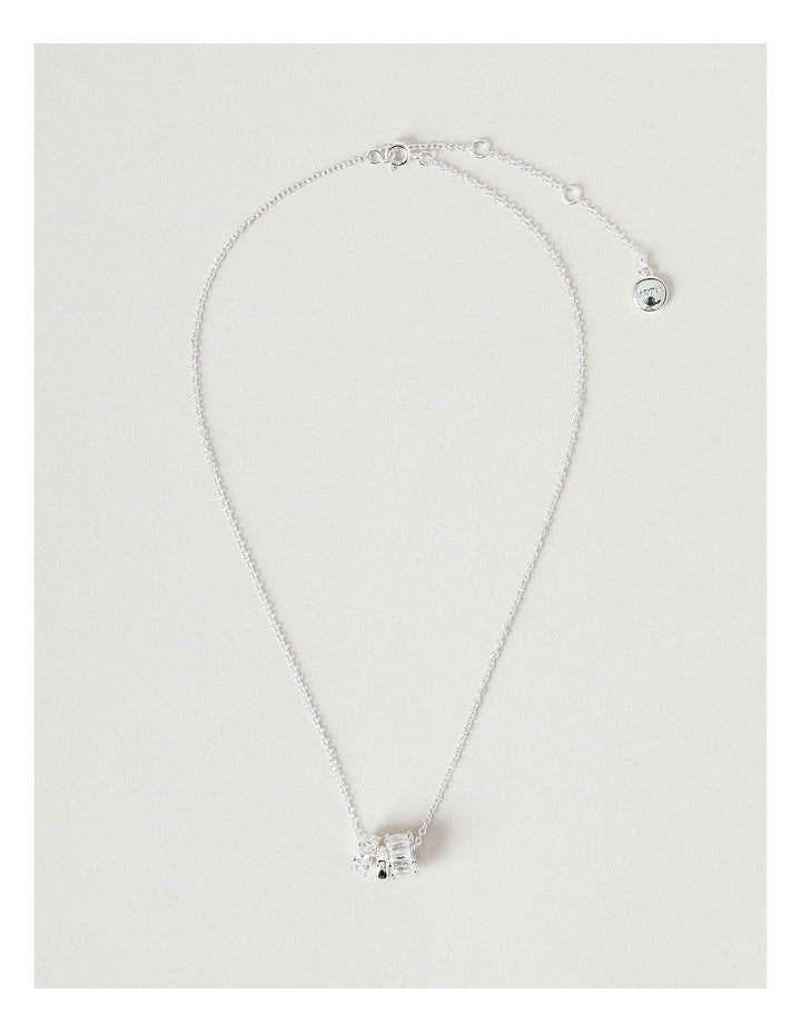Diamante Charm Necklace in Silver