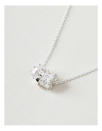 Diamante Charm Necklace in Silver