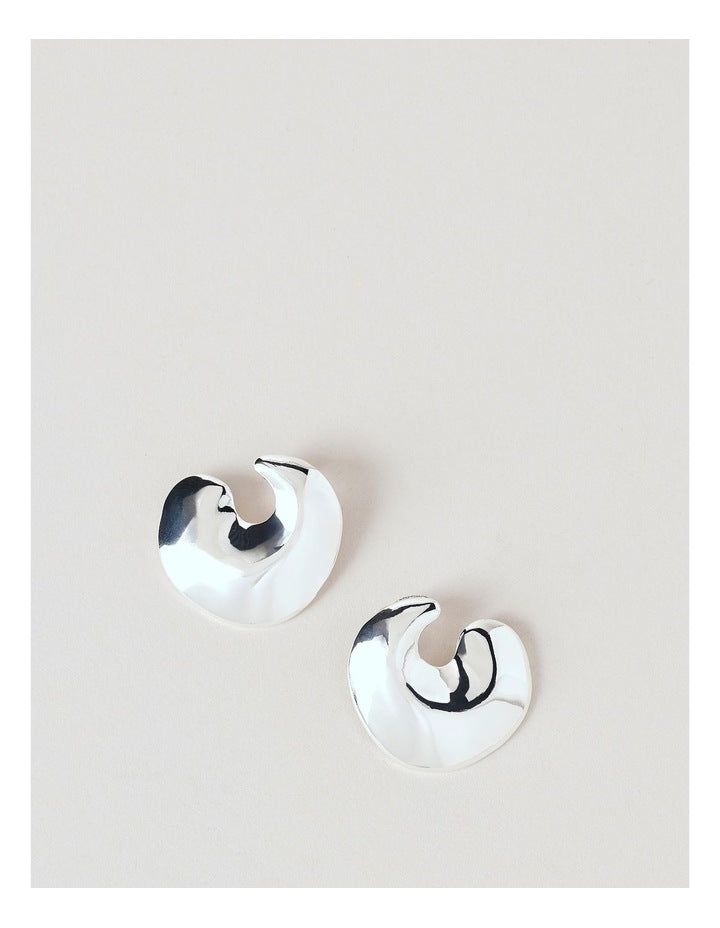 Irregular Heart Stud Earring in Silver