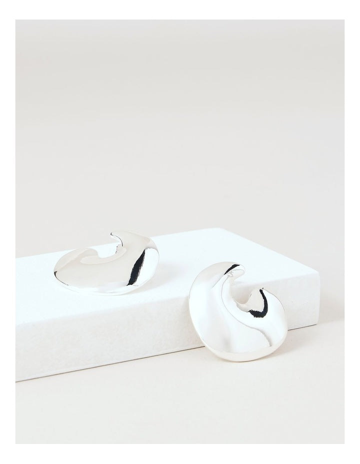 Irregular Heart Stud Earring in Silver