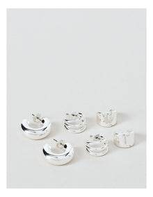Multi Hoop Earrings 3 Pack in Silver