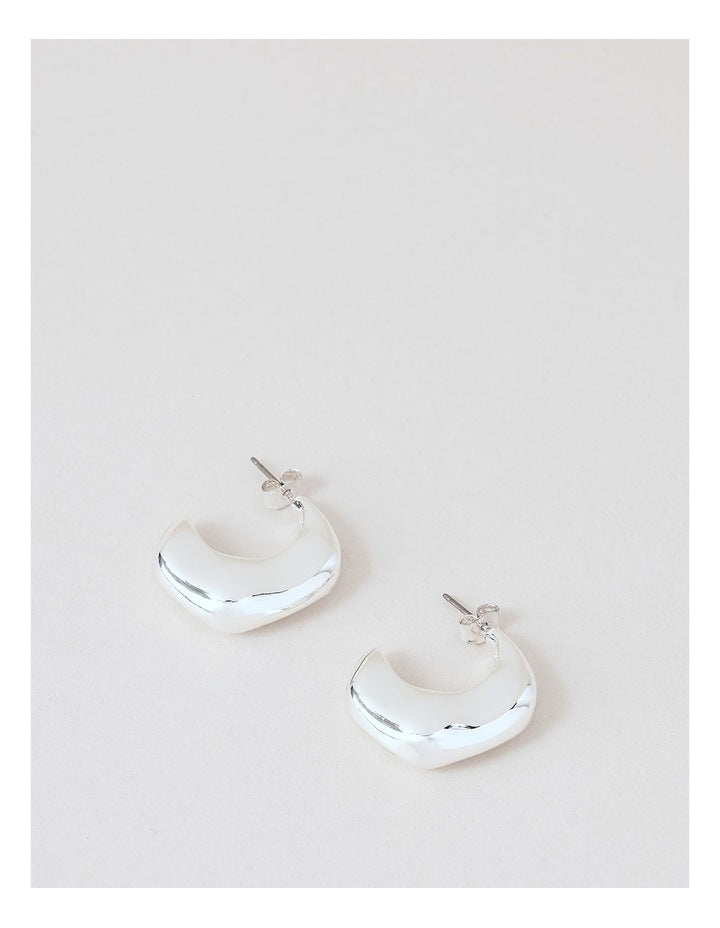 Irregular Hoop Earrings in Silver
