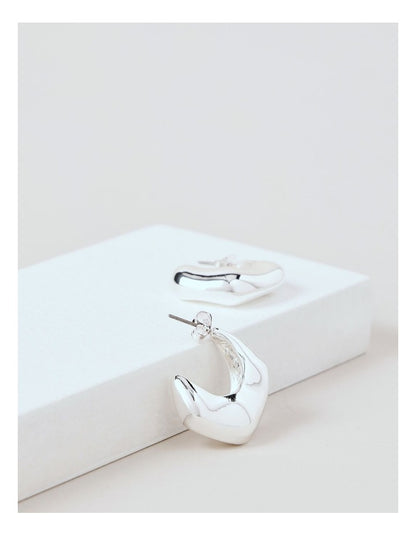 Irregular Hoop Earrings in Silver