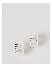 Corrugated Hoop Earring in Silver