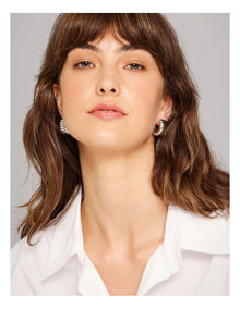 Corrugated Hoop Earring in Silver
