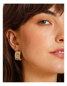 Corrugated Hoop Earring in Gold
