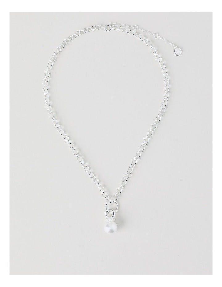 Pearl Drop Necklace in Silver