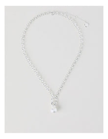 Pearl Drop Necklace in Silver