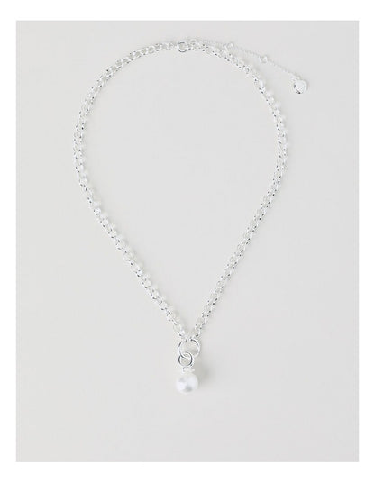 Pearl Drop Necklace in Silver