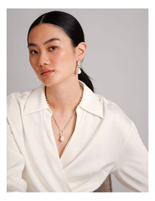 Pearl Drop Necklace in Silver
