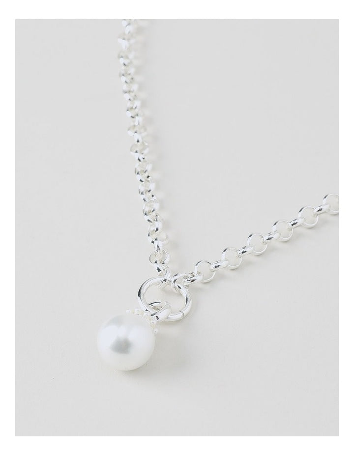 Pearl Drop Necklace in Silver