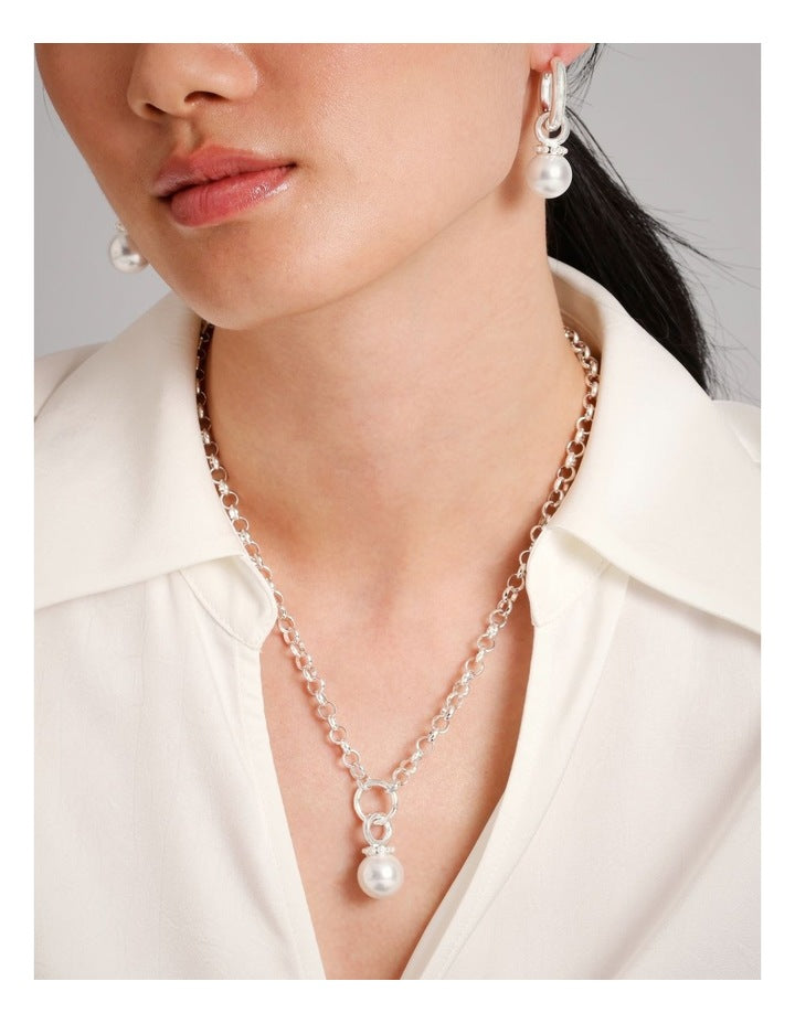 Pearl Drop Necklace in Silver
