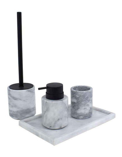 Apollo Toilet Brush Holder in White Marble