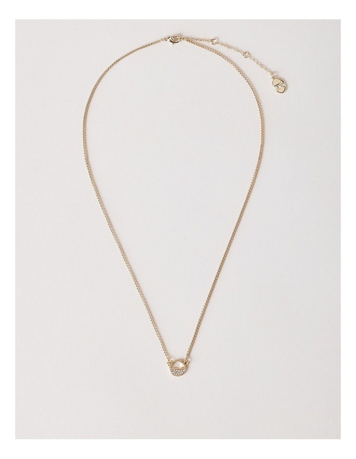 Diamante Disc Necklace in Gold