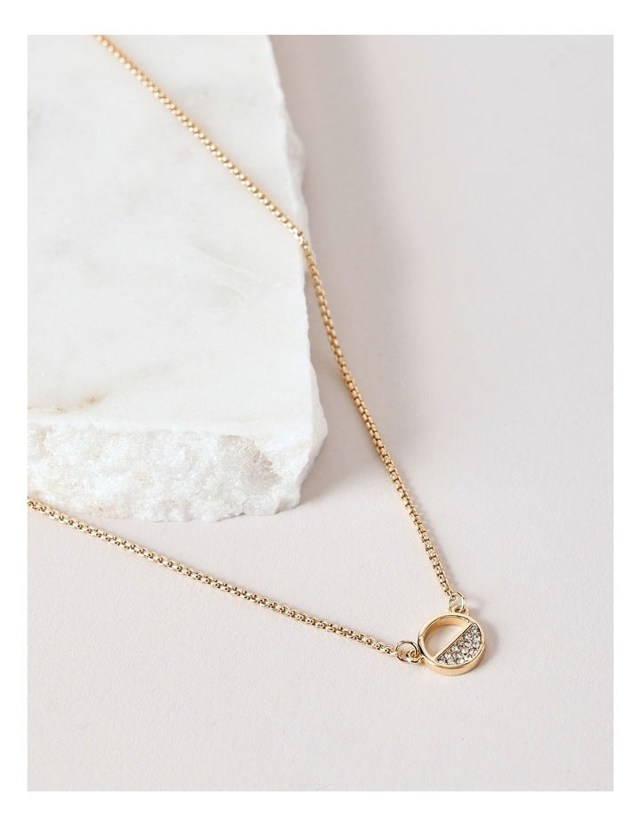 Diamante Disc Necklace in Gold