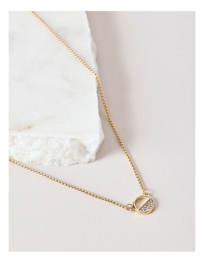 Diamante Disc Necklace in Gold