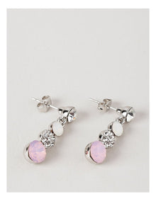 Trio Stone Drop Stud Earring in Silver