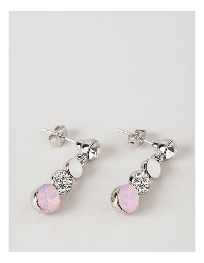 Trio Stone Drop Stud Earring in Silver