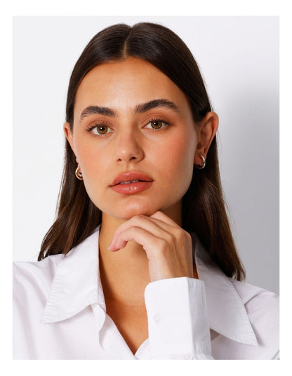 Diamante Trim Double Hoop Earring in Gold