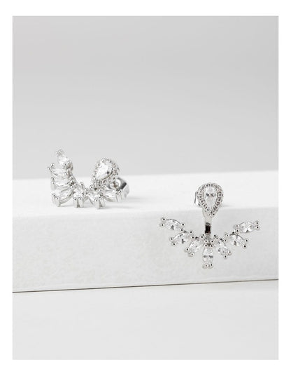 Half Circle Diamante Stud Earring in Silver