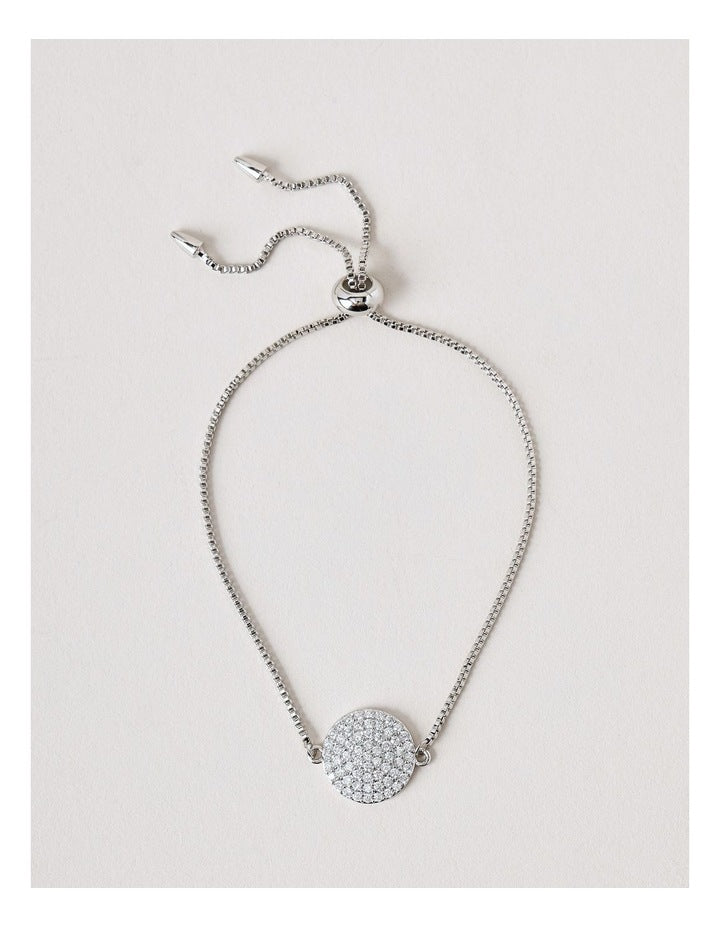 Diamante Disc Bracelet in Silver