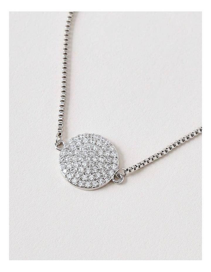 Diamante Disc Bracelet in Silver
