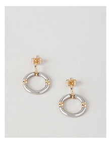 Two Tone Hoop Stud Earring in Gold