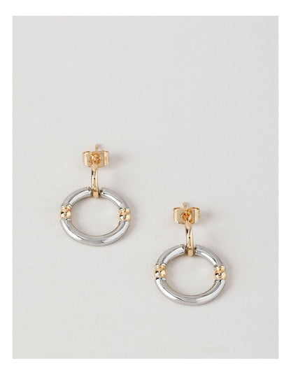 Two Tone Hoop Stud Earring in Gold