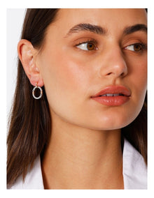 Two Tone Hoop Stud Earring in Gold