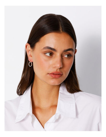 Two Tone Hoop Stud Earring in Gold
