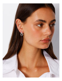 Diamante Trim Multi Ring Stud Earring in Silver