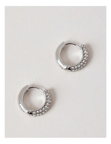 Diamante Trim Ring Stud Earring in Silver