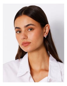 Diamante Trim Ring Stud Earring in Silver