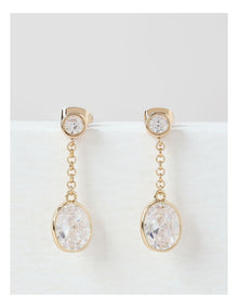 Medium Drop Diamante Stud Earring in Gold
