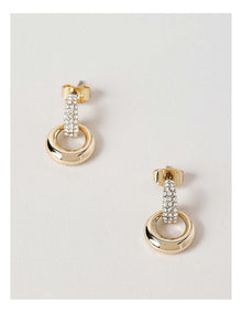 Diamante Trim Ring Stud Earring in Gold