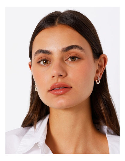 Diamante Trim Ring Stud Earring in Gold