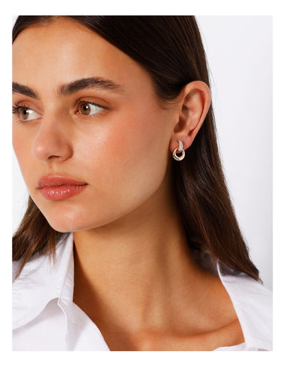 Diamante Trim Ring Stud Earring in Gold