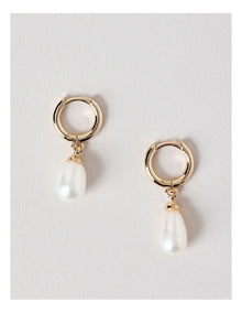 Freshwater Pearl Drop Mini Hoop in Gold