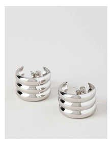 Lined Hoop Earring in Silver