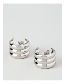 Lined Hoop Earring in Silver