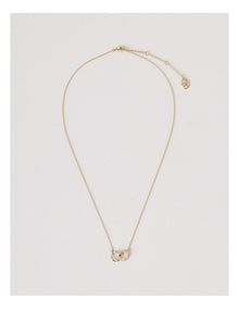 Double Ring Diamante Trim Pendant Necklace in Gold