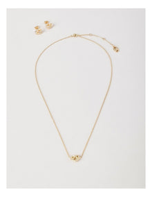 Love Knit Heart Earring and Necklace Set in Gold