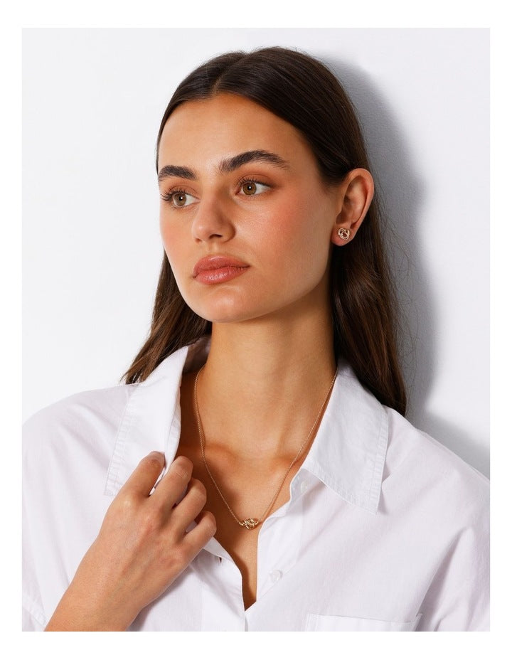 Love Knit Heart Earring and Necklace Set in Gold