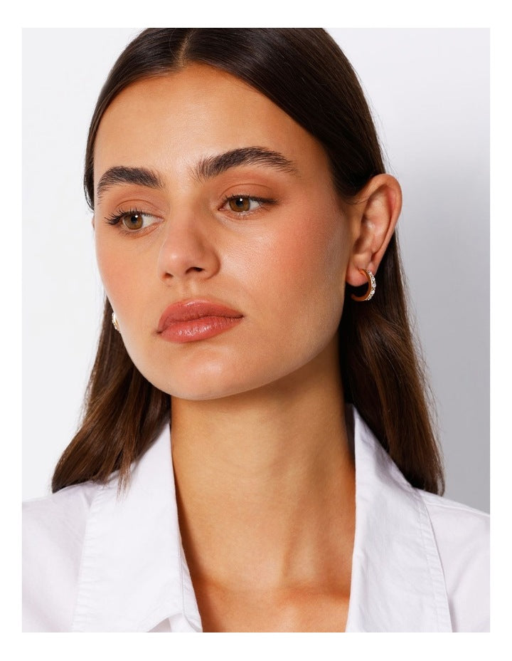 Diamante Medium Hoop Earring in Gold