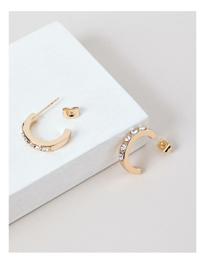 Diamante Medium Hoop Earring in Gold